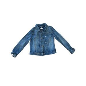 Crewcuts Girls Denim Jacket Size 8 Stretch Button Up Medium Wash